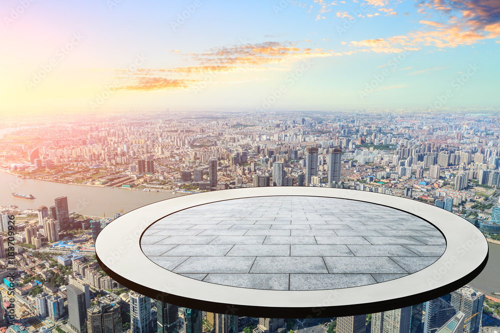 The circular platform suspended above the financial district of lujiazui is in Shanghai