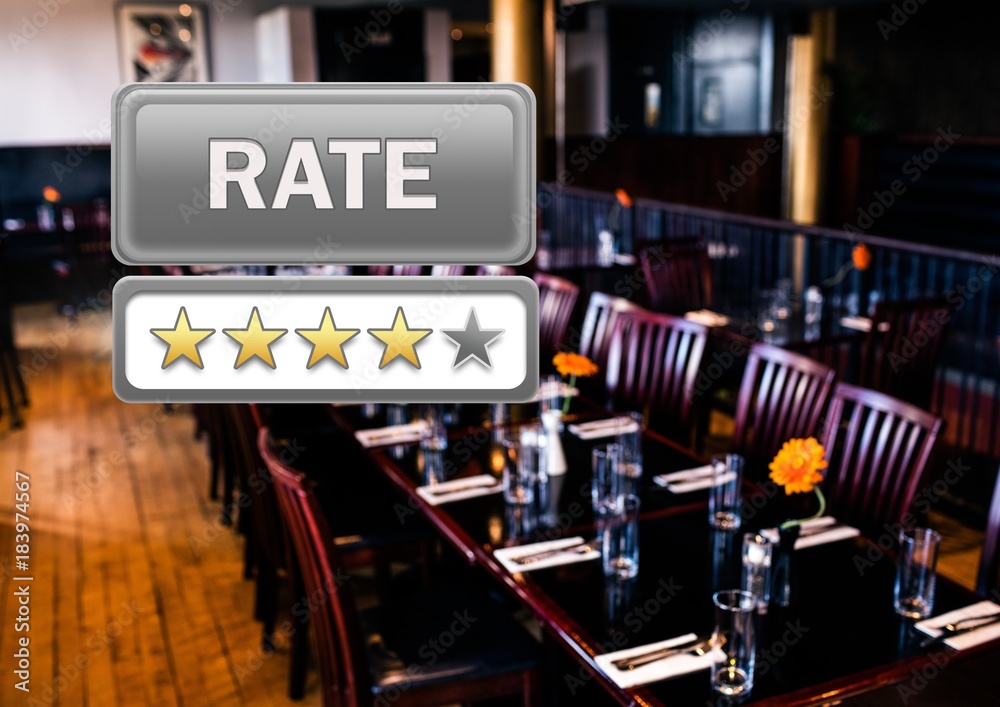 餐厅中的评分按钮和星级评价