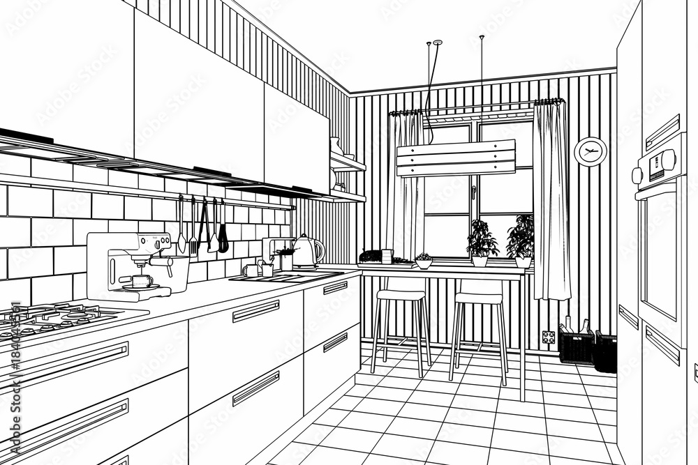 Meine rote Küche (Skizze)
