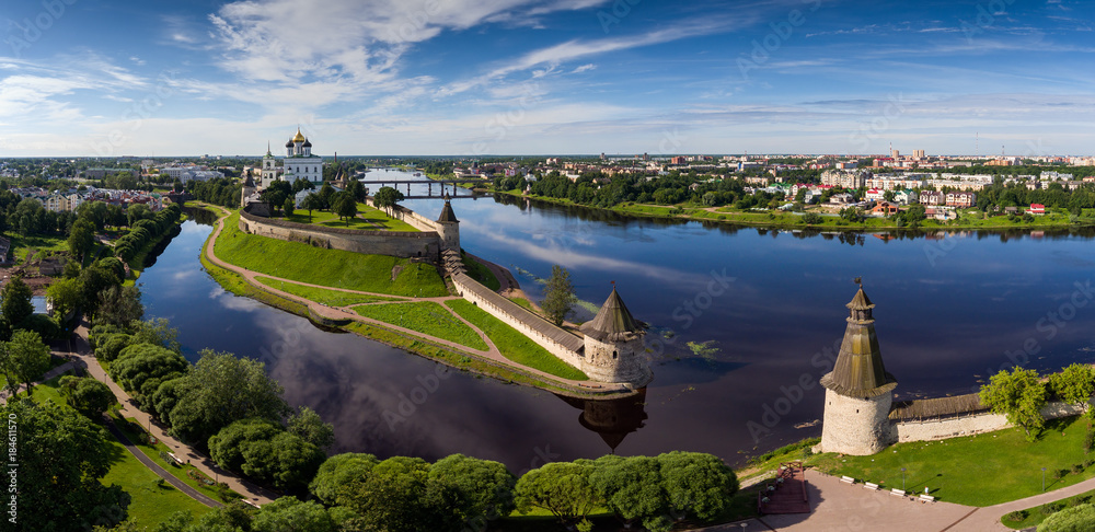 Aerial panorama of Pskov Kremlin