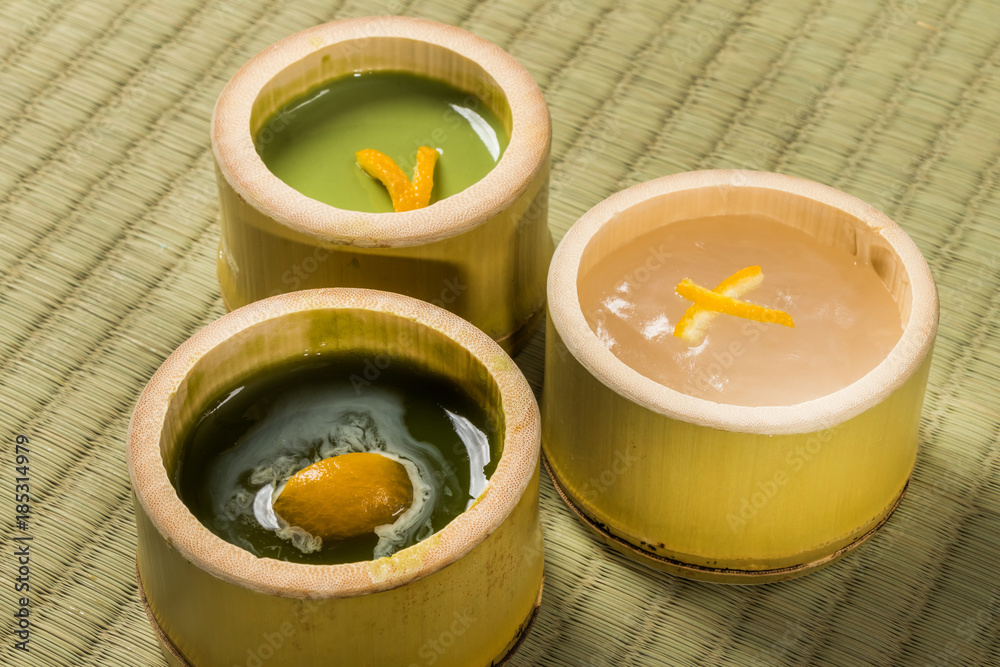 抹茶ぷりん　Green tea pudding Sweet taste of Japan