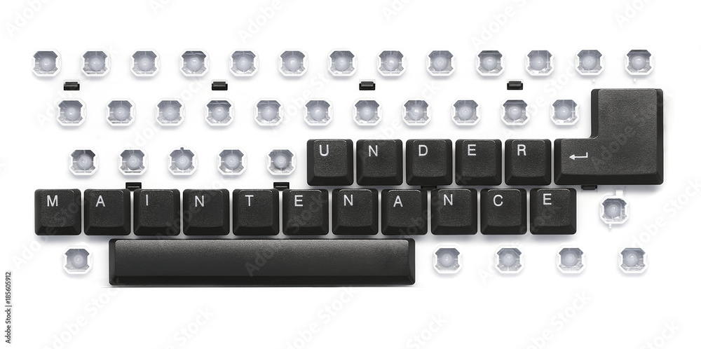 Under Maintenance text on computer keyboard
