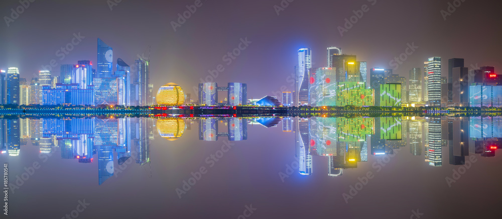 杭州CBD建筑景观夜景