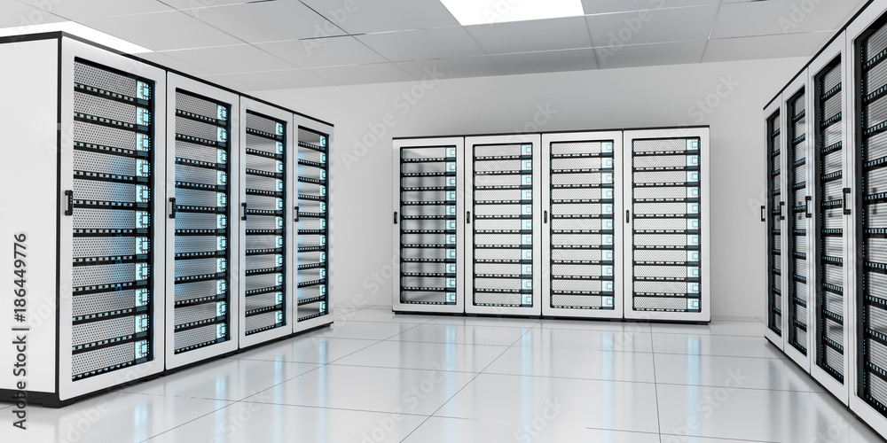 白色服务器机房数据中心存储三维渲染