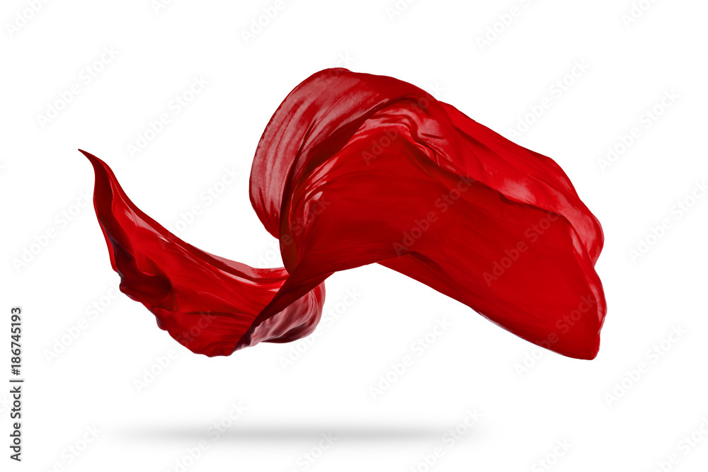 光滑优雅的红布，白底隔离