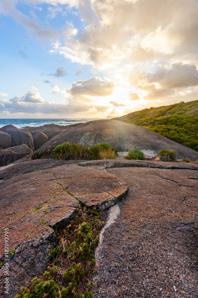 Sunset at Elephant Rocks and Green Pool near Denmark in the south west region of Western Australia, 