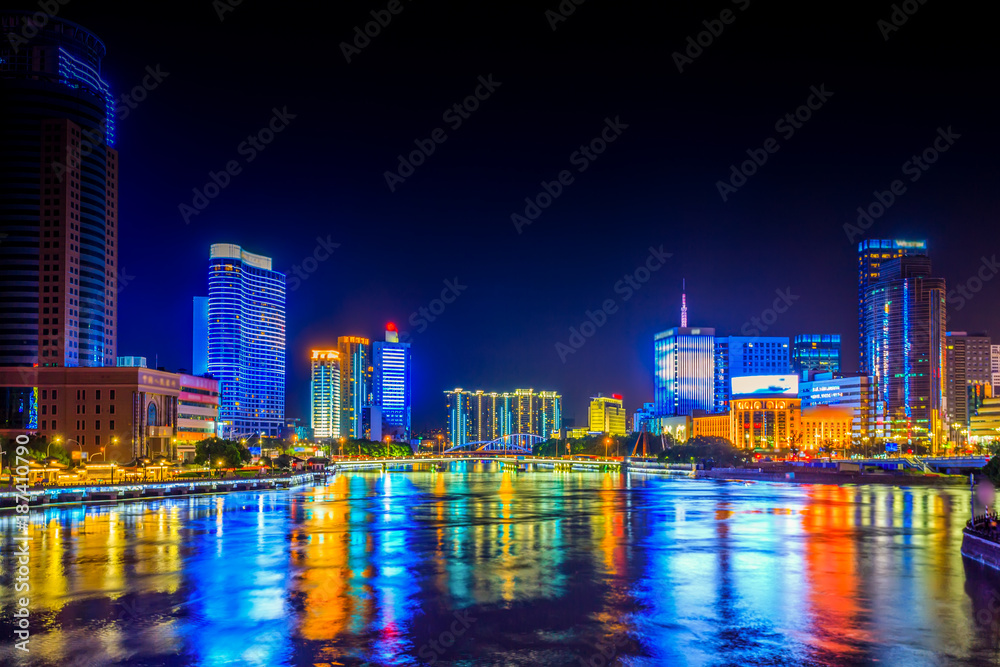 宁波城市建筑景观夜景