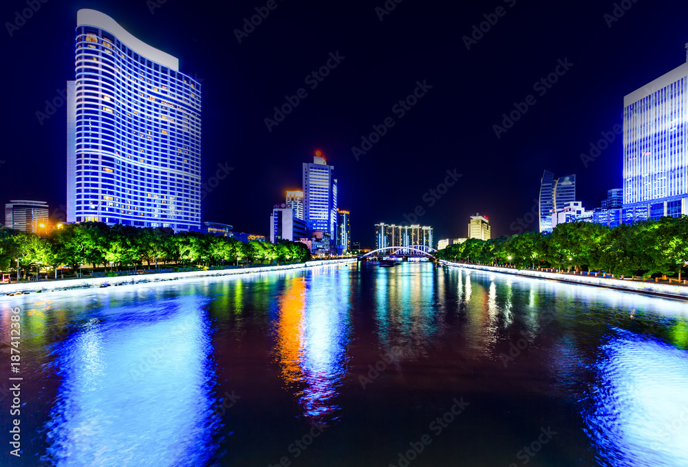 宁波城市建筑景观夜景