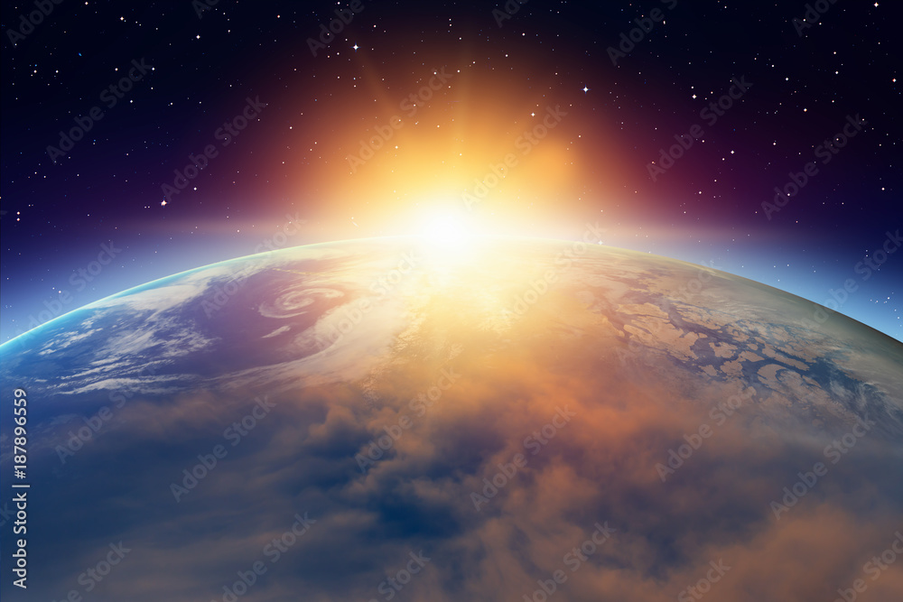 地球上有壮观的日落。这张照片的元素由美国国家航空航天局提供