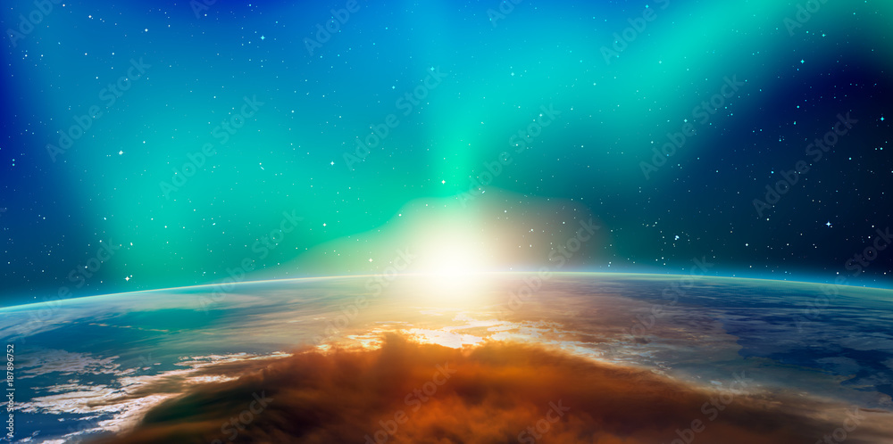 日落壮观的地球。这张图片的元素由美国国家航空航天局提供