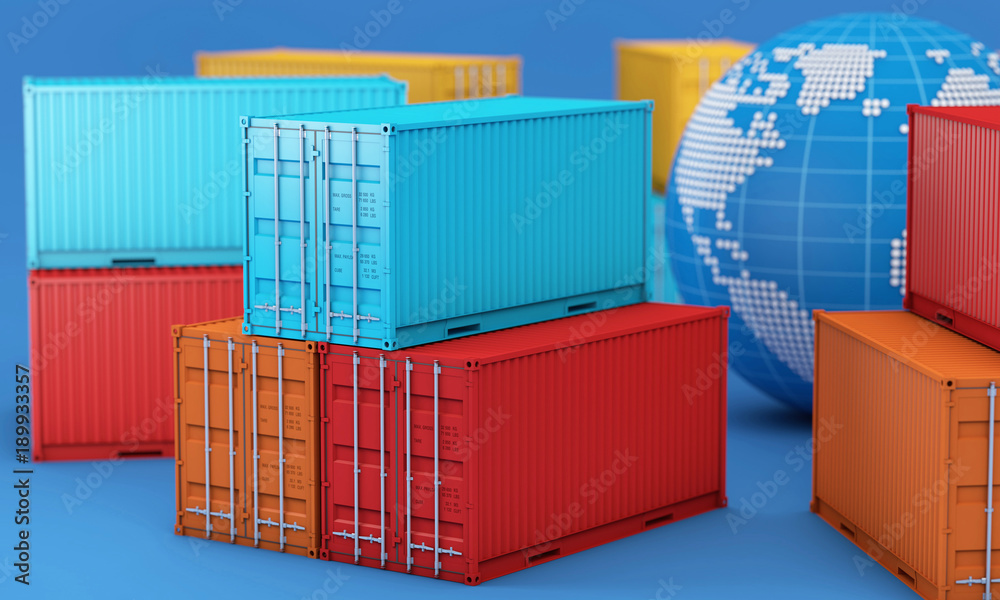 集装箱箱堆叠，全球进出口业务