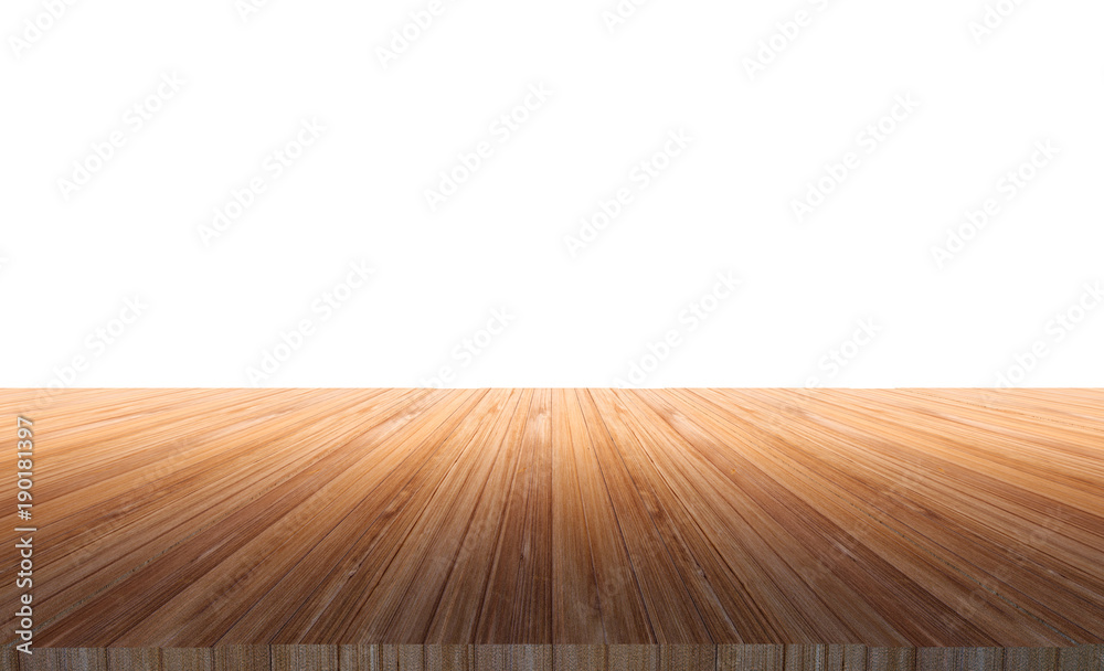 白色背景的老式木板桌面隔离