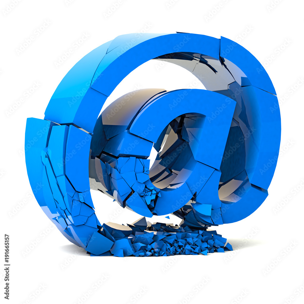 Simbolo de arroba en color azul sobre fondo blanco.concepto con Iconos de internet 