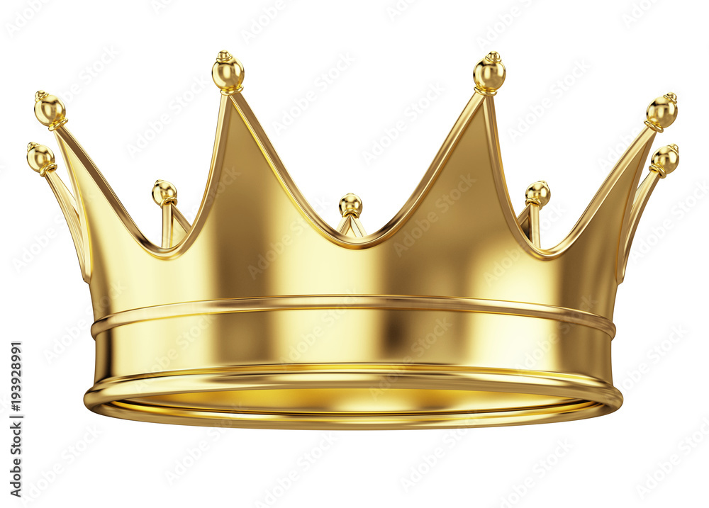 白色隔离的皇家金色王冠。3d渲染