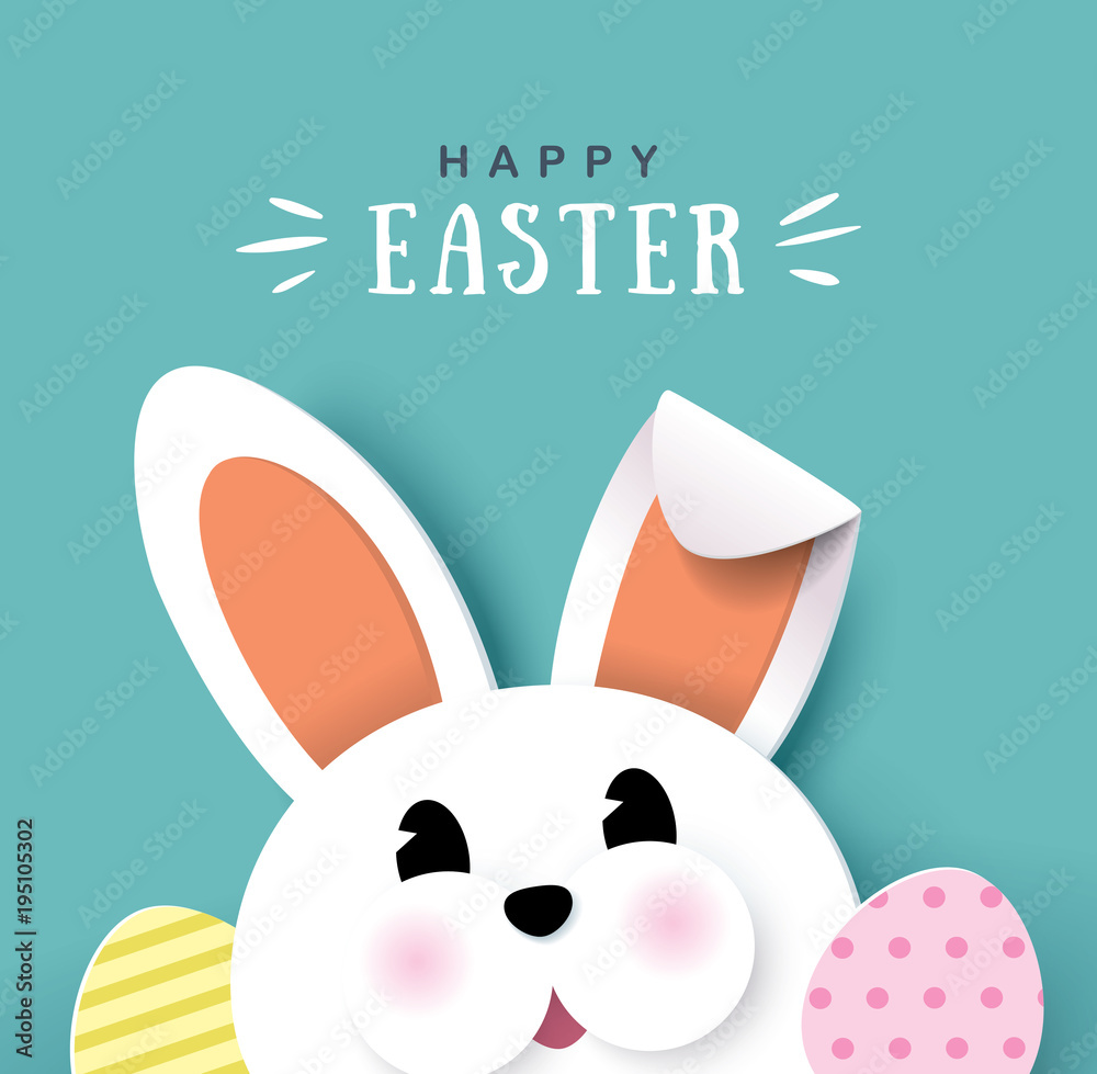 带可爱小兔子的复活节快乐贺卡