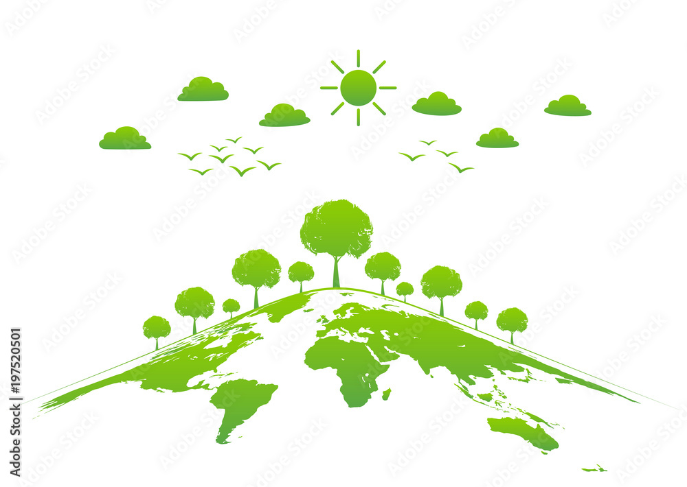 世界环境日的绿色生态友好理念，矢量插图
