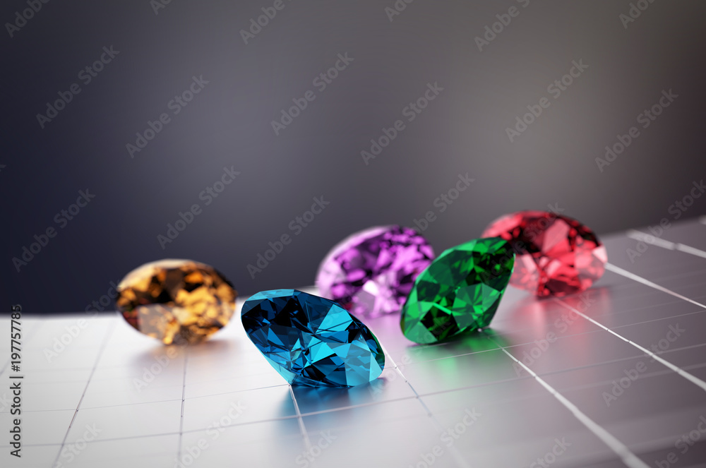 3D彩色钻石组。