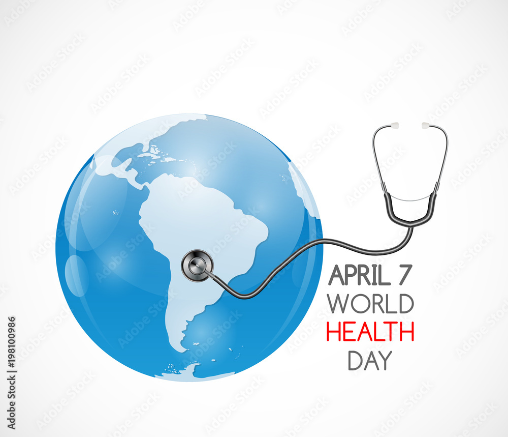 4月7日，世界卫生日背景。矢量插图