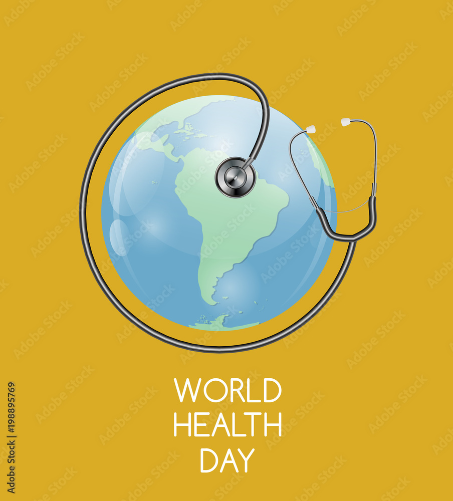 4月7日，世界卫生日背景。矢量插图