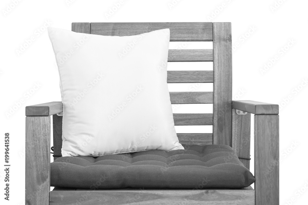 Wood chair with cushion isolated on white background