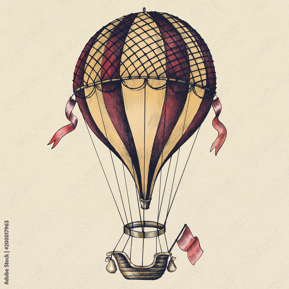 热气球复古风格插图