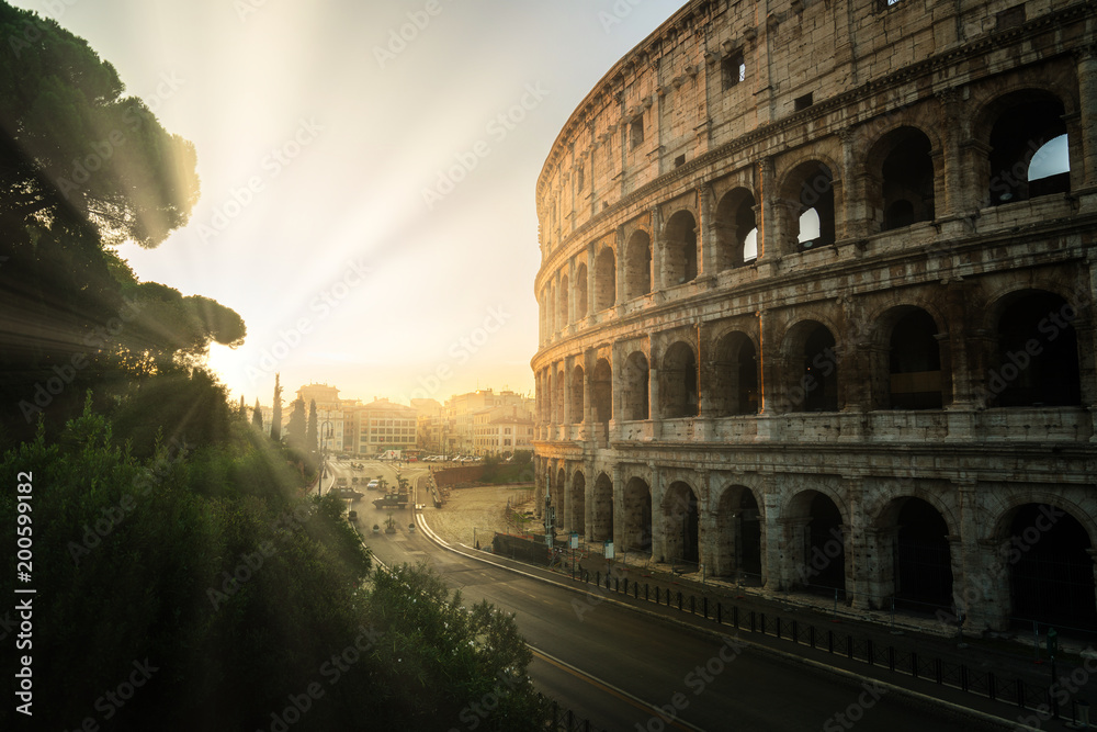 Rome Colosseum at sunrise in Rome, Italy