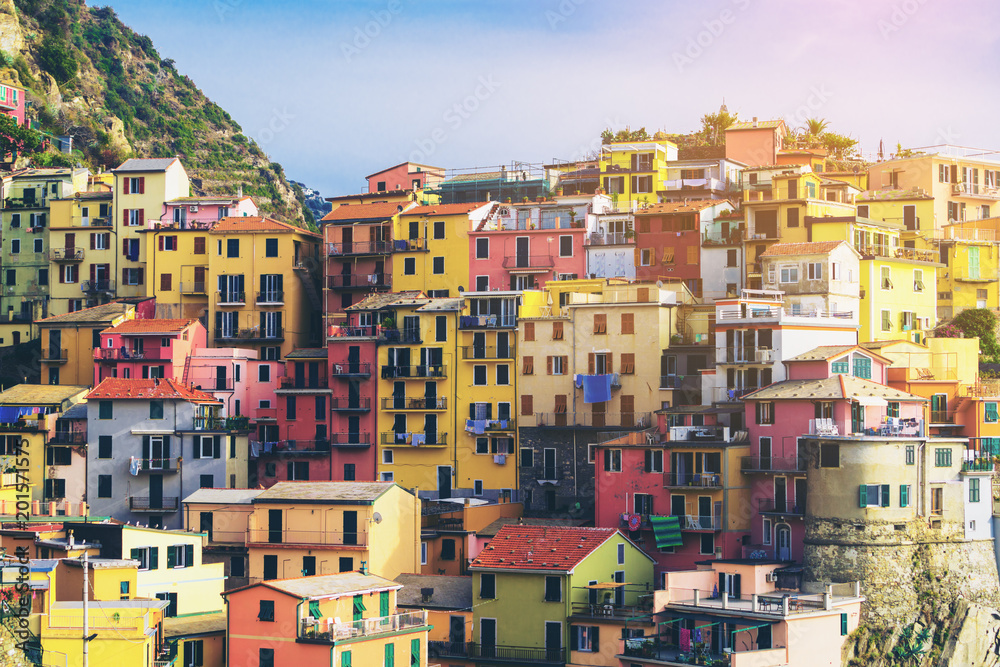 意大利五渔村马纳罗拉的彩色房子