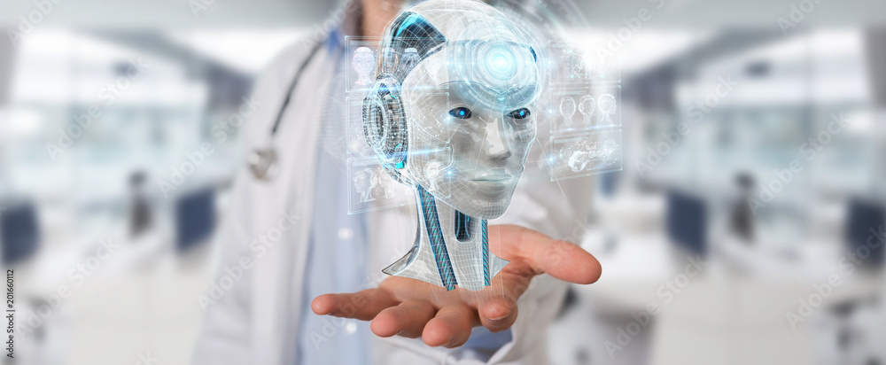 医生使用数字人工智能接口进行3D渲染