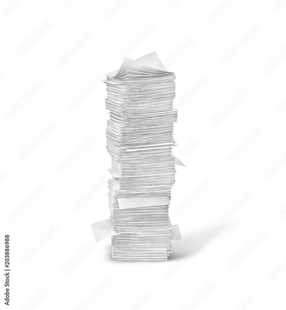 stack of clean sheets isolated on white background.3d illustration