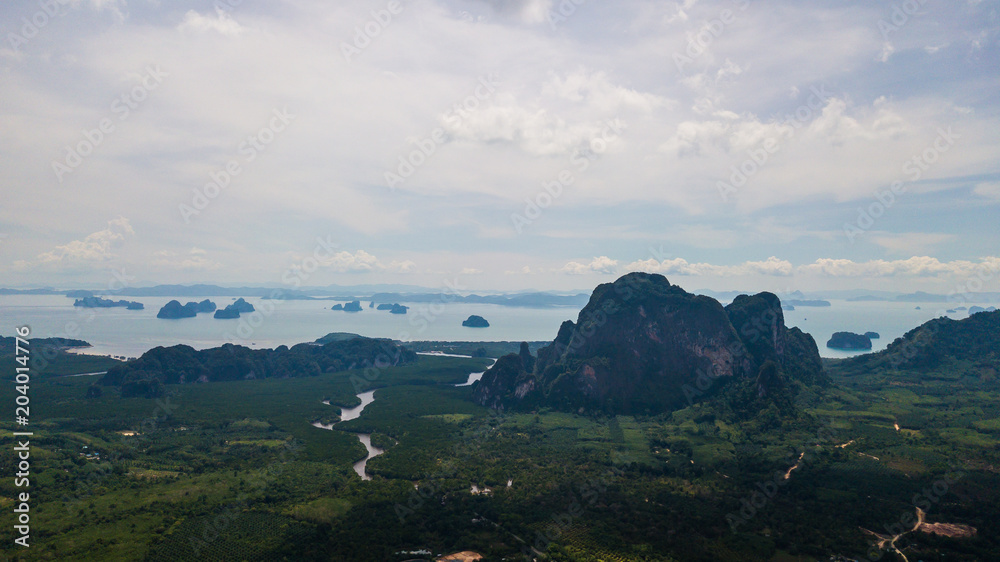 泰国甲米山脉鸟瞰景观