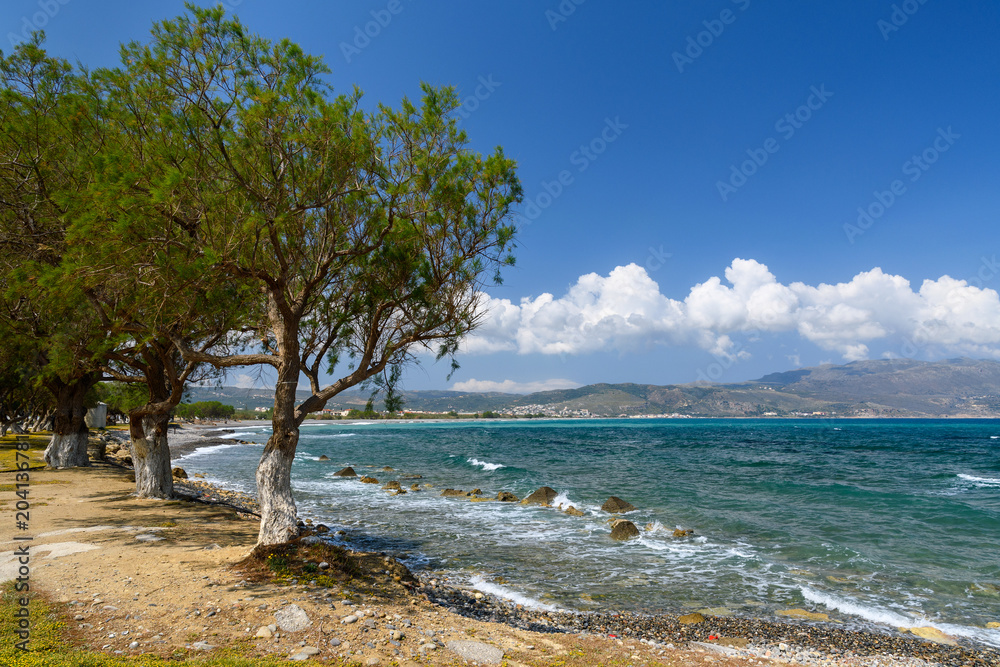 希腊克里特岛多石海岸