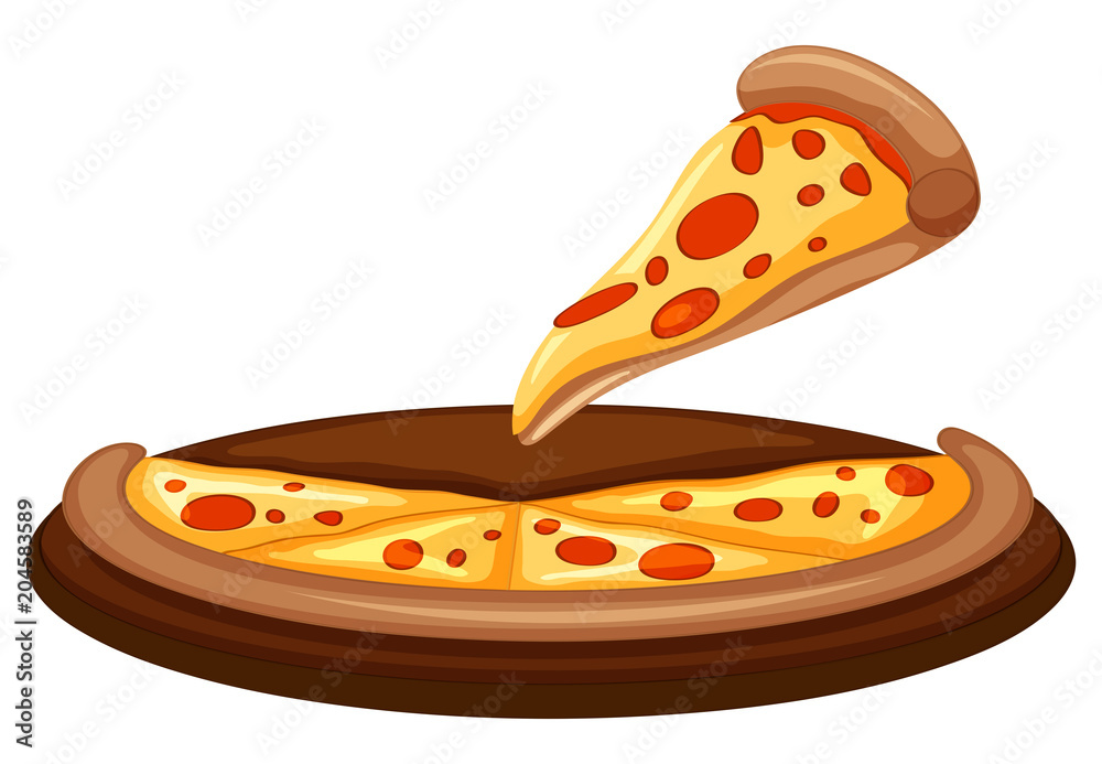 A Vector of Pizza on White Background