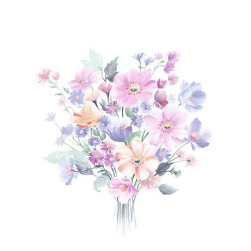 Watercolor rose flower collection