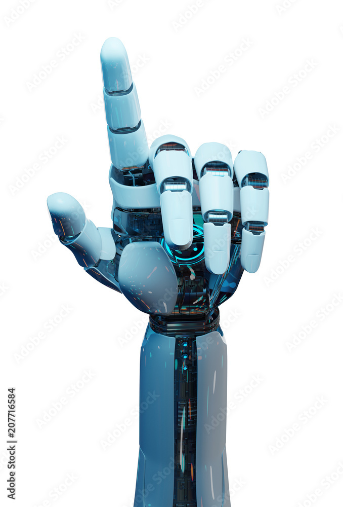 白色半机器人手指3D渲染