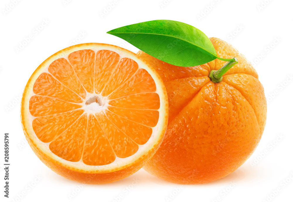 隔离的水果。一个半橙子隔离在白色背景上，带有修剪路径