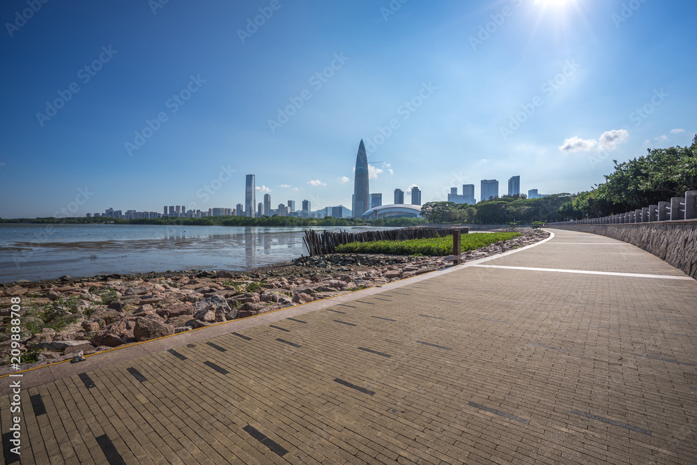 中国深圳城市天际线全景
