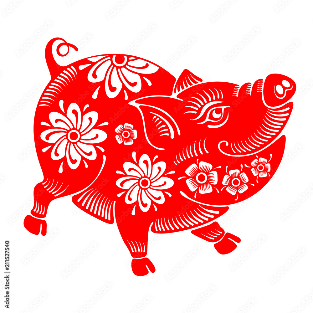 Pig, plump and cheerful