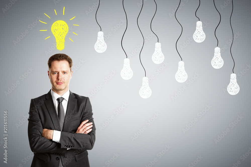 idea concept, businessman and bulb