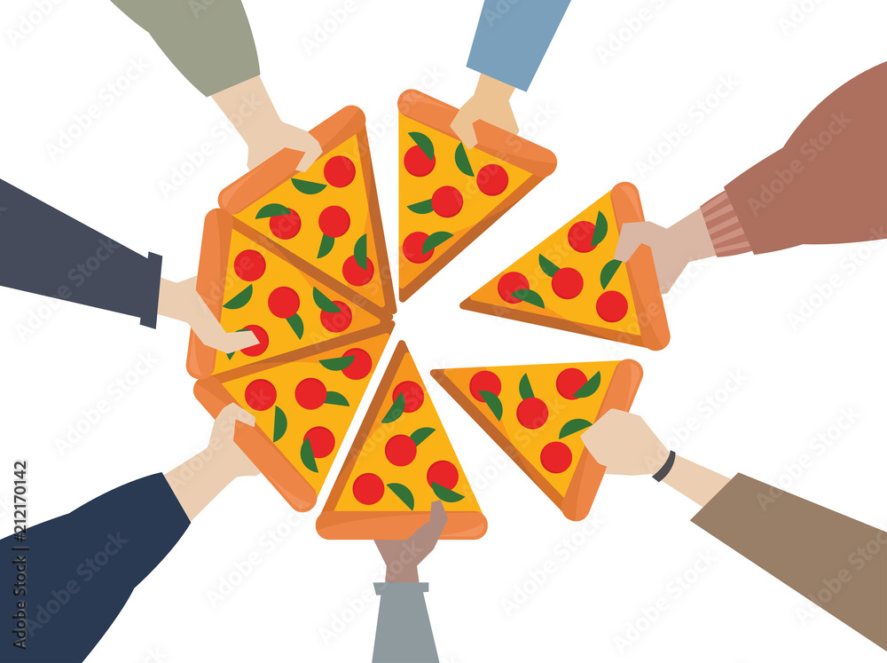 双手共享披萨的插图