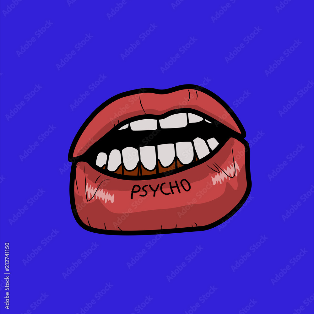 Psycho lip tattoo funky graphic illustration