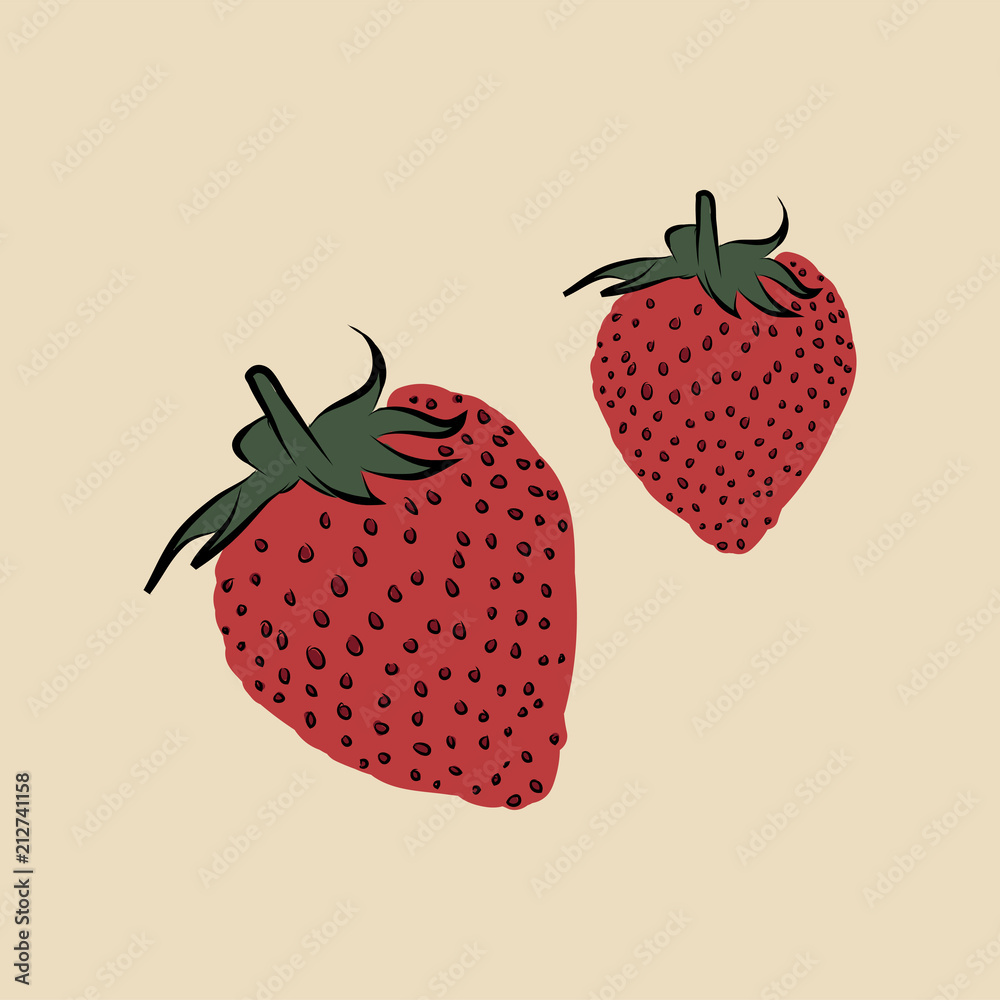 两个草莓时髦的图形插图