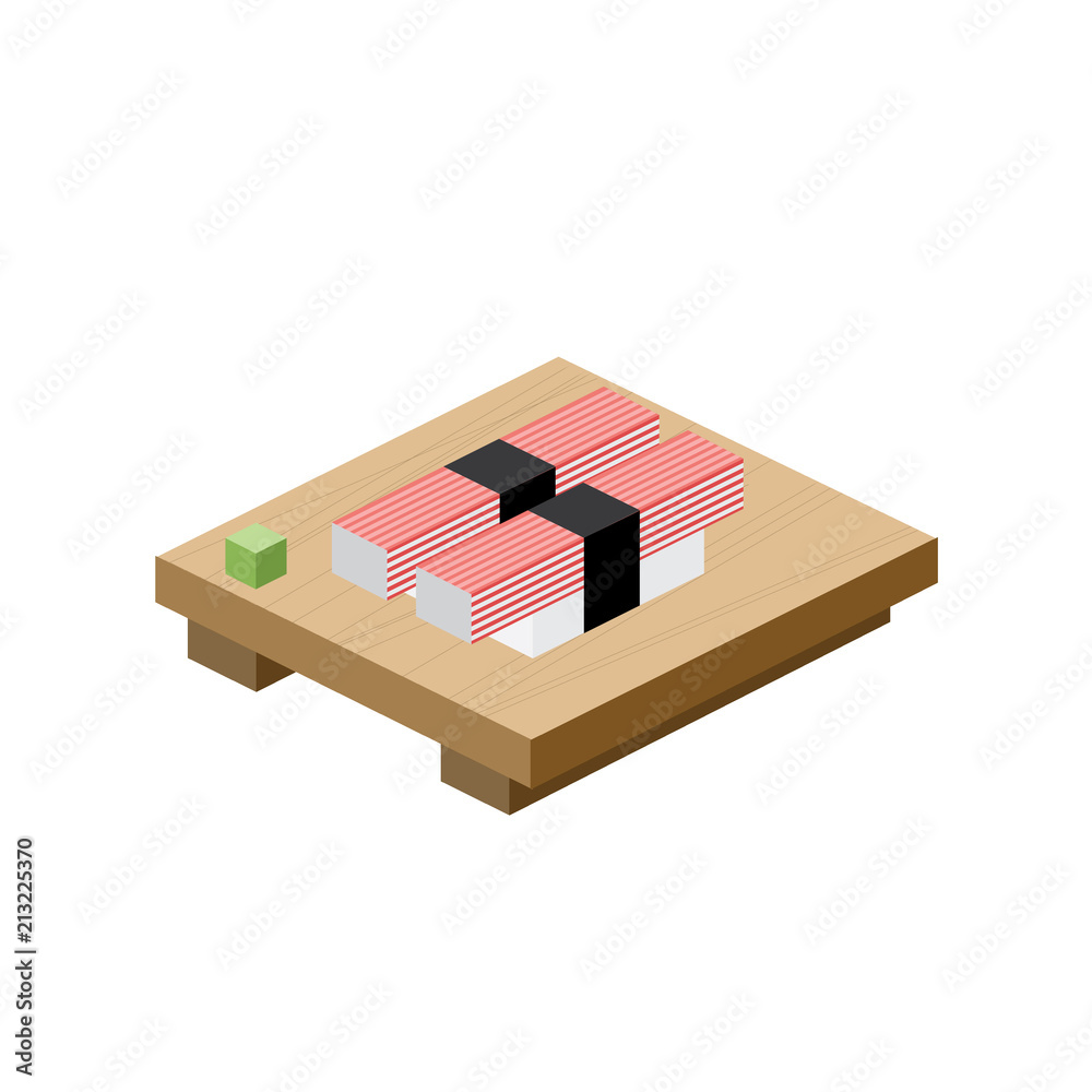寿司，日本食品，日本料理，等距插图设计