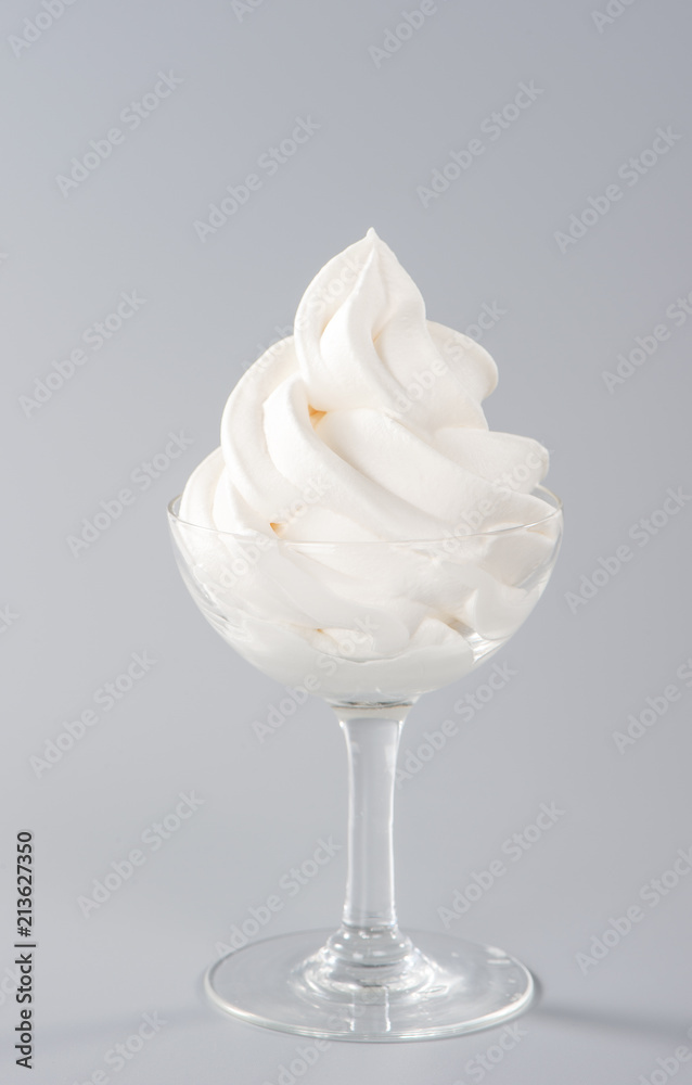 Soft serve ice cream isolated with colored background, copy space(text space), blank for text, vanil