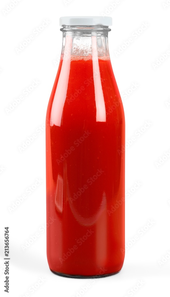 番茄酱瓶。白色背景隔离