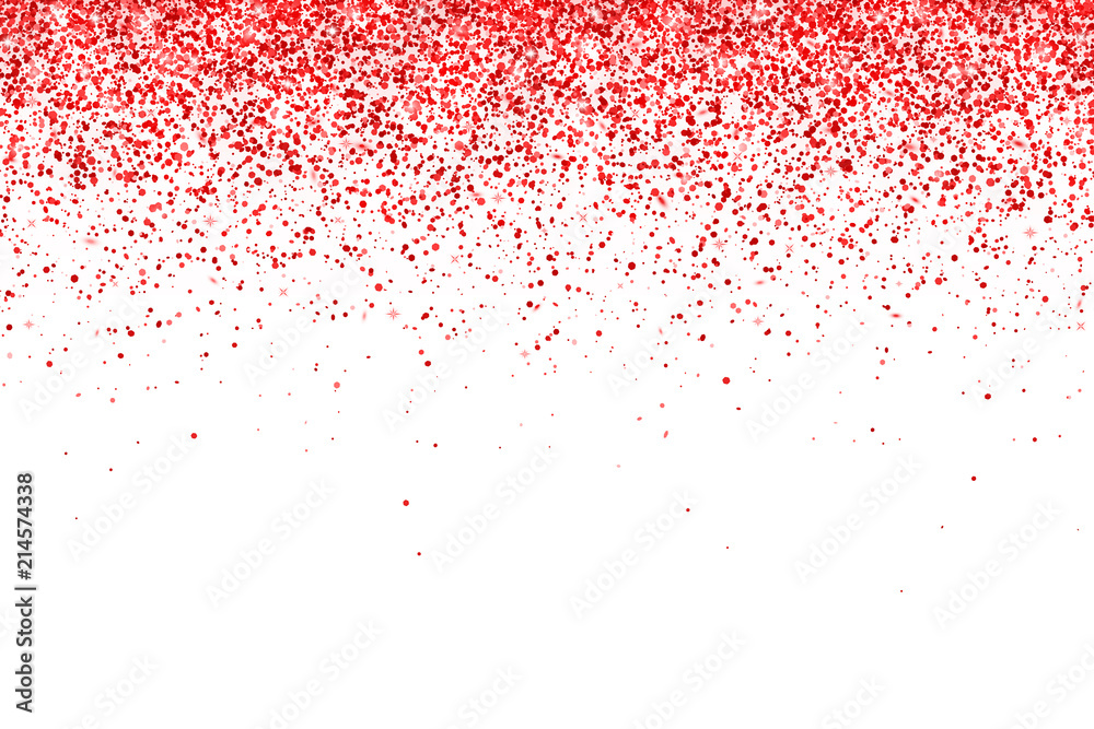 白色背景上的红色下落粒子，水平方向。矢量