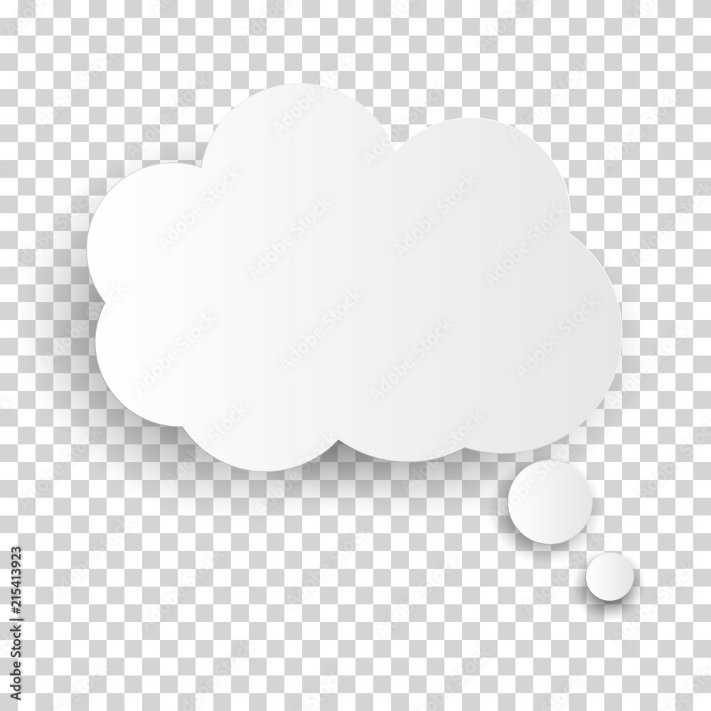 云图标，透明格子背景上的白色思想气泡，用于信息图形设计。矢量Il
