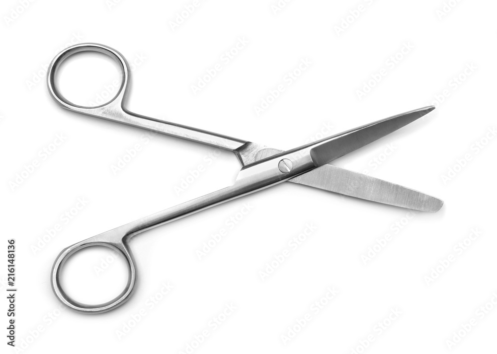 Dentists scissors on white background