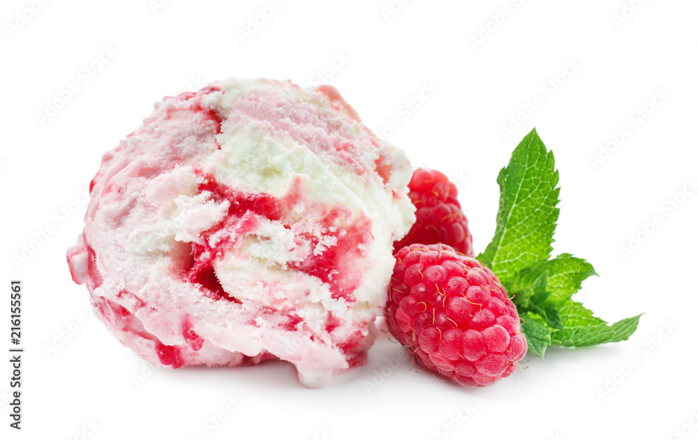 白底美味树莓冰淇淋