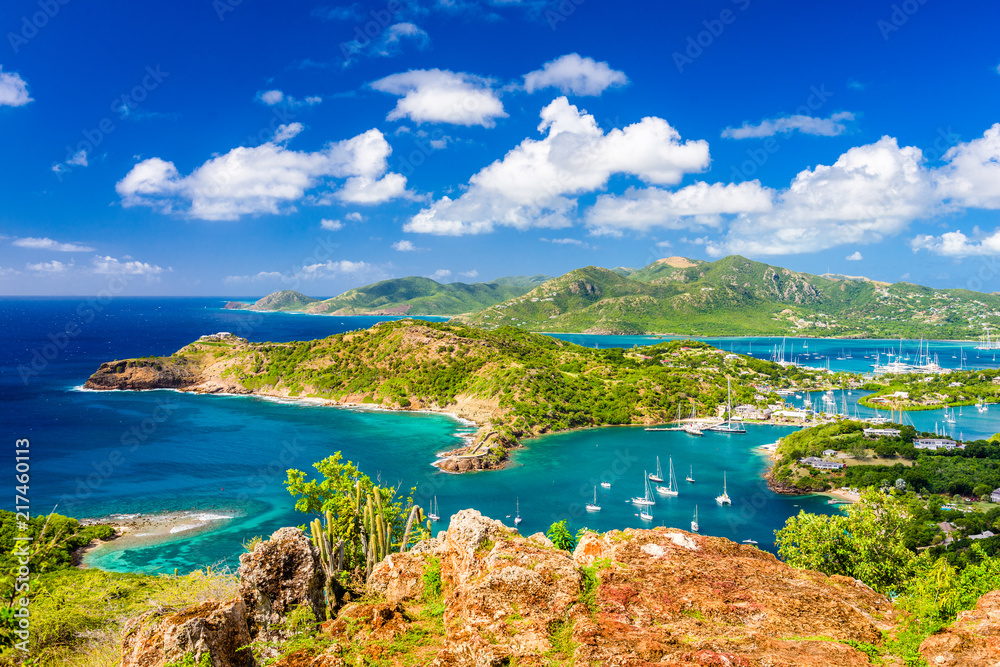 雪莉高地，加勒比海的安提瓜和巴布达岛景观。