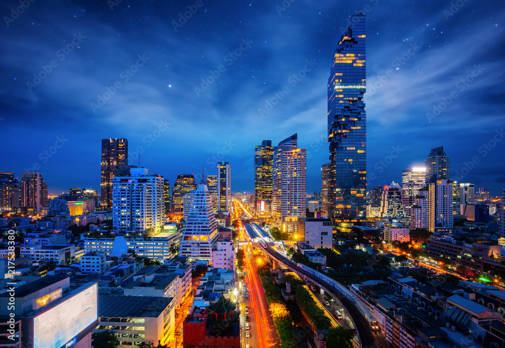 西隆商务中心曼谷城市夜景